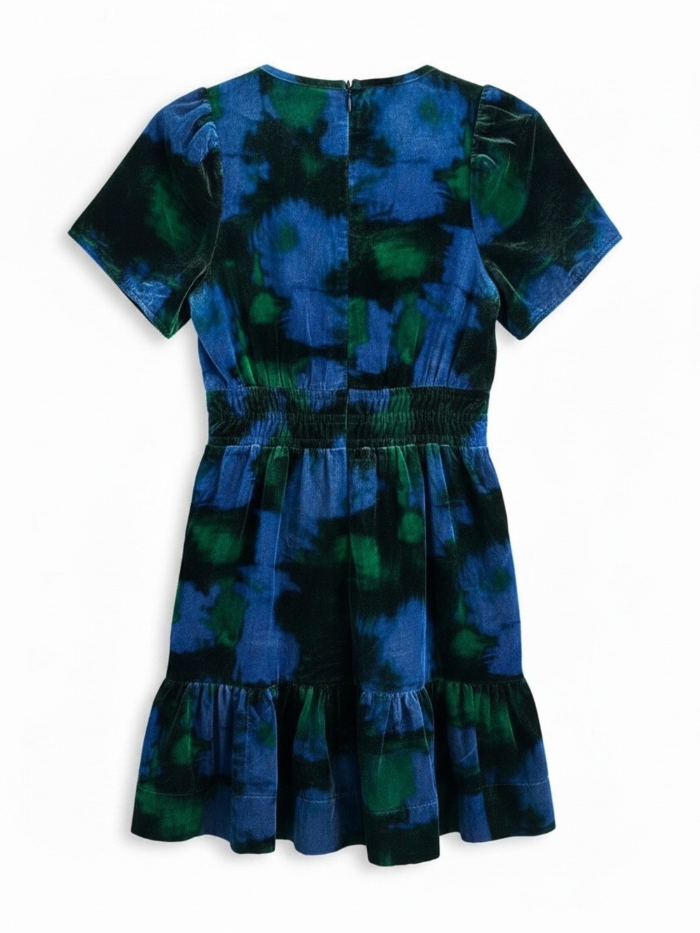 Anthropologie The Somerset Velvet Mini Dress Blue Green Motif Small EUC - Picture 3 of 6